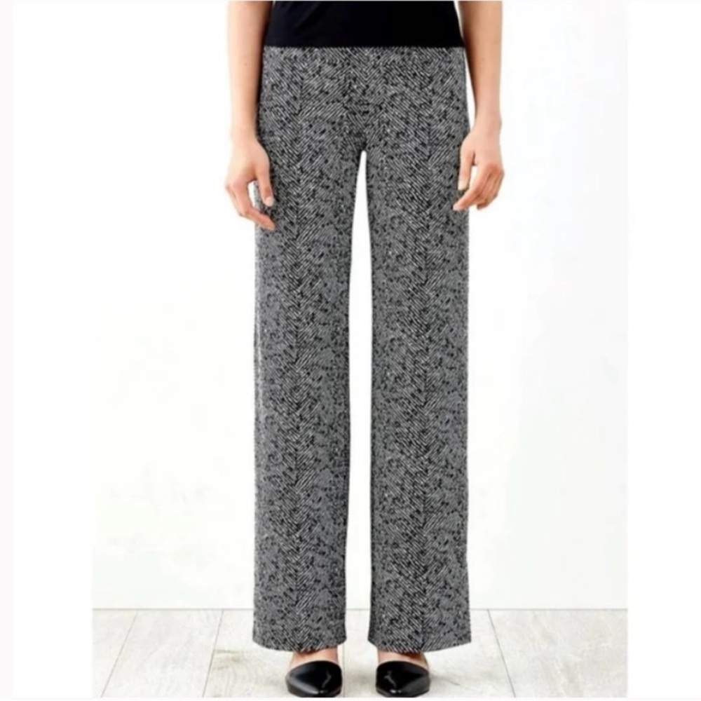 J Jill Stretch Waist Smooth Fit Full Length Printed  Pull On Pants Size Med Tall